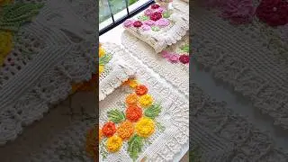 💜 Jogo de banheiro floral em Crochê💜