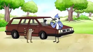 Mordecai and Rigby break Benson's car windshield - REGULAR SHOW