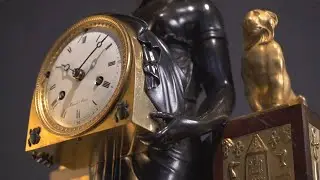 Gilt and Patinated Bronze Egyptomania Clock “Thomas Hope” model, MESNIL & RAVRIO Empire period