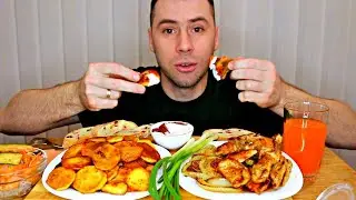 MUKBANG Жареная картошечка, мясо, Фунчеза с курицей / ASMR / МУКБАНГ / Мукбанг Сеня  / eating show