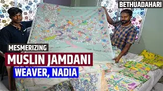 Mesmerizing Hand Woven Muslin Jamdani Sarees Weaver in Nadia, Bethuadahari