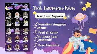 Feed IG Kelas untuk All Member Tema Luar Angkasa di Canva Free