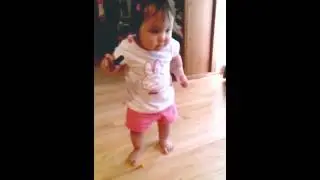 Learning to walk is not easy for this little boy