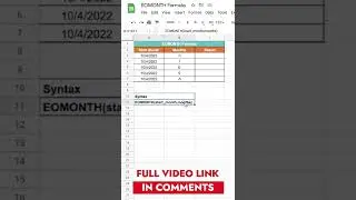 How to find End Date of a month in Google Sheets | EOMONTH Formula | 1 Minute Google Sheets