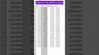 Split dates into day month and year #excel #excelshortcuts #exceltips #excelformula #exceltricks