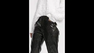 Co ord slim trousers in croc print vinyl