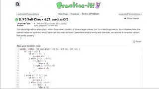 Java Practice It || 4.27 medianOf3 || if/else, nested if/else, method with int return, logic
