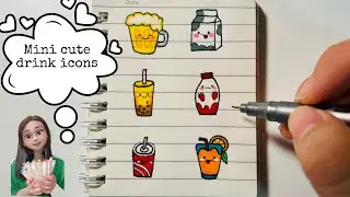 Vẽ đồ ăn thức uống cute đáng yêu, how to draw cute drink stickers | Sherry's Art #11