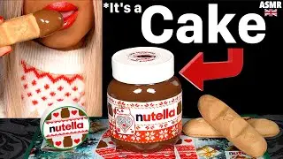 ASMR EATING REALISTIC NUTELLA JAR CAKE CHRISTMAS EDITION | NUTELLA B-READY BAR|  OREO MUKBANG먹방