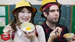 EATING JAPANESE SCHOOL LUNCH
