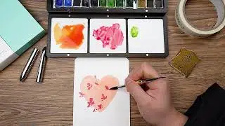 Creative Watercolor Greeting Cards - Heart-shaped Flowers
