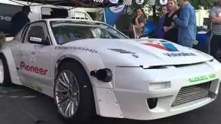 Nissan S13 with BMW v12 5.4l Turbo Engine Spiting Fire - Slow Motion