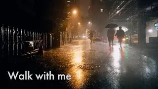 ⛈⚡️Downpour & Thunder☔️  ASMR Rain Sounds Recorded with Umbrella in a Quiet Residential Alley
