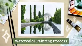 Botanical Garden Watercolor Painting Process | "Malaga Garden"