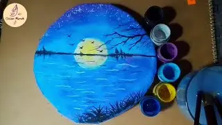 How to draw River and sky easily | Night scenery drawing for beginners|  Omor Faruk Drawing |