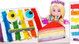 Rapunzel Rainbow cake 라푼젤과 무지개 케이크 Mukbang JiniYum 지니얌 먹방