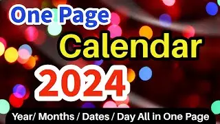 2024 One Page Calendar | One Page Calendar 2024 | One Page Calendar for Year 2024