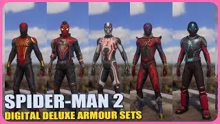 Marvel's Spider-Man 2 PS5 All Digital Deluxe Suits Showcases (10 Suits in Total)