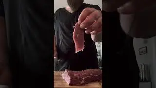 Slicing and mixing beef jerky for the smoker #Shorts