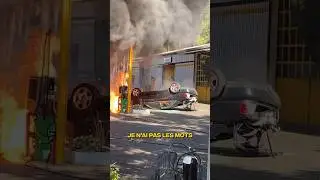 Regardez la voiture !! Autre angle de l’explosion sur le #tournage de #Drone Games #fpv #explosion