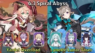 C6 Yanfei Overload & C6 Lynette Lunar Taser - Genshin Impact 6.3 Spiral Abyss Full Clear