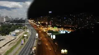 Kiev. Poznyaki at day and night aerial