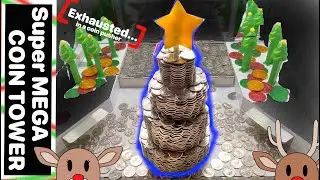 Super Mega Coin Tower In a Coin Pusher! Exhausted! Giveaway! Ep 96