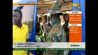 Lockdown day 2 – Security personnel Inspect vehicles - Badwam Afisem on Adom TV (31-3-20)