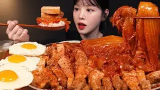 Spicy Braised Kimchi and Pork Belly Mukbang ASMR