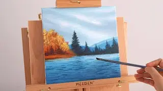 Acrylic Painting for Beginners | How to Paint an Autumn Lake Scenery