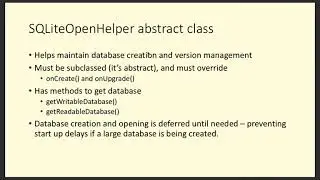 CO5225 Android / Kotlin Lecture 10 - SQLite databases