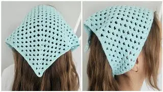Как быстро связать косынку крючком. Мастер класс  для начинающих. Easy crochet bandana tutorial