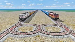 Trains Crossing at Risky Bumpy Railroad Tracks |Train Game| Train simulator