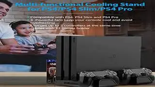 URWOOW Vertical Stand for PS4/PS4 Slim/PS4 Pro - Cooling Fan with PS4 Charger Controller Charging S
