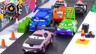 Lightning McQueen & Sheriff vs The Tuners Car Chase! Disney Cars Toys Stop Motion Animation!