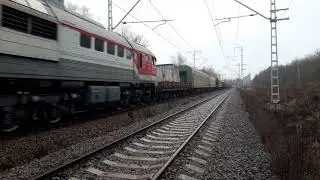 Тепловоз 2М62У-0045 с хозяйственным поездом. БМО ж/д