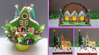 3 Low Cost Christmas Village /hut ideas Made with Simple Materials | DIY Christmas craft idea🎄298