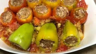 Фаршированные помидоры и перцы в духовке.