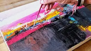 Colorful Abstract Landscape Painting / Easy Acrylic Painting Technique / Step By Step