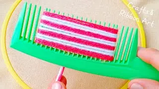 It's so Cute 💖🌟  Superb Woolen Flower Craft Idea with Hair Comb - Hand Embroidery Amazing Flowers