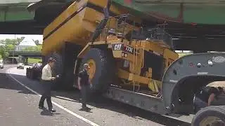 oversize load american truck crushs the bridge
