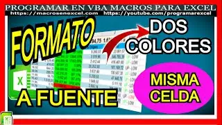 607 ❤️Como Dar FORMATO DOS 🔥 COLORES a FUENTE en  MISMA CELDA con Excel VBA