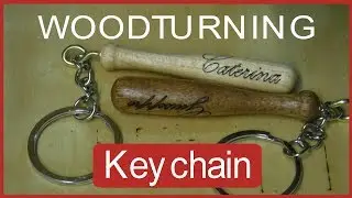 woodturning keychain with engraving -  a small wooden keychain turned and personalized