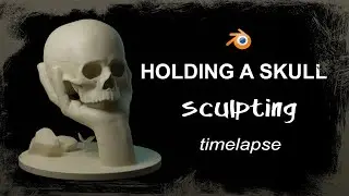 Holding a skull | Sculpting timelapse | Blender