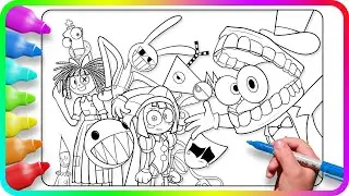 Satisfying Coloring Pages The AMAZING DIGITAL CIRCUS. Coloring characters from digital circus show