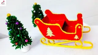 Santa Sleigh Christmas Decorations | How To Make Santa Claus Sleigh Cart | Krafts Tale