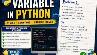 Variables in Python | Syntax, Variable Naming Rules & Solved Problem | Python for Beginners