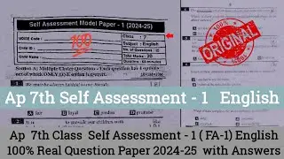 Ap 7th class English Self Assessment 1 model paper 2024-25|Ap 7th class fa1 English real paper 2024