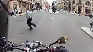 scaring people with a motorcycle. Prank