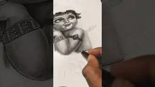 cute little krishna 😇😍💙.with charcoal drawing.  #krishna #gopal #charcoal #drawing #shorts